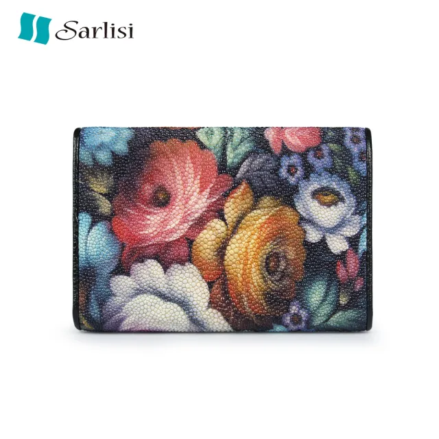 【Sarlisi】雙11 輕奢臻品珍珠魚皮短夾皮夾三折錢包