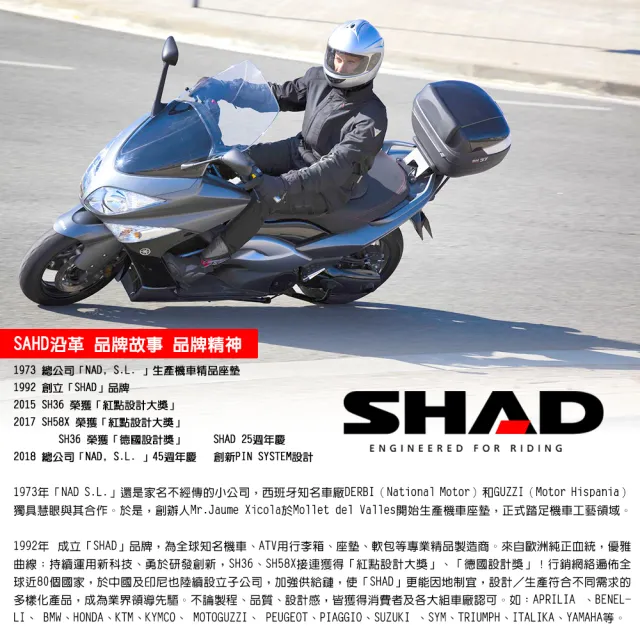 【SHAD】機車用 可攜式-快拆後座行旅箱SH34類卡夢上蓋+減震墊S(原廠公司貨 SH34-43x31x42cm)