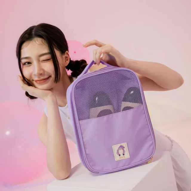 【Grace Gift】小魔女DoReMi聯名-音符手提旅行萬用袋(紫)
