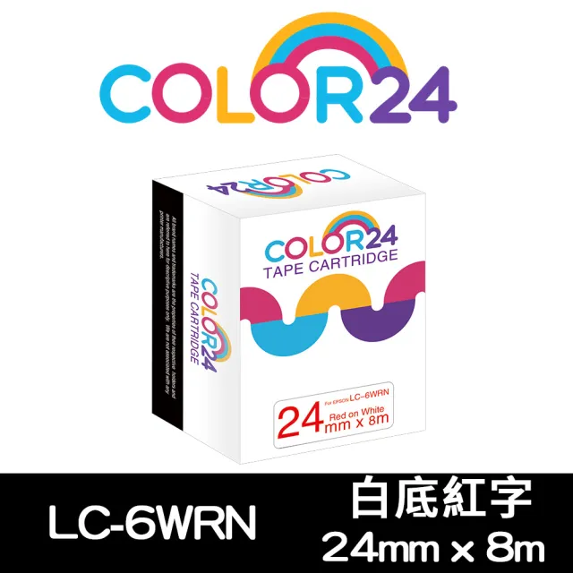 【Color24】LC-6WRN / LK-6WRN 白底紅字 副廠 相容標籤帶_寬度24mm(適用 LW-C610/LW-600P)