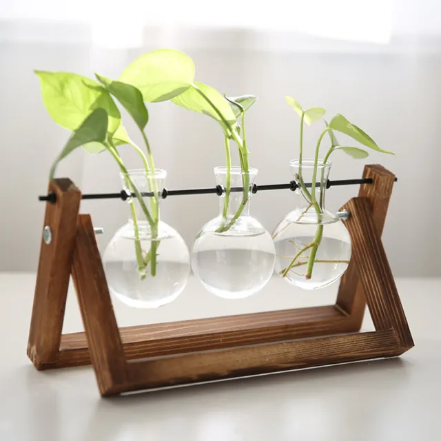 【zozo】2入組 木架水培小花瓶(兩色可選/花器/花藝花器/造型花瓶/家庭擺飾)