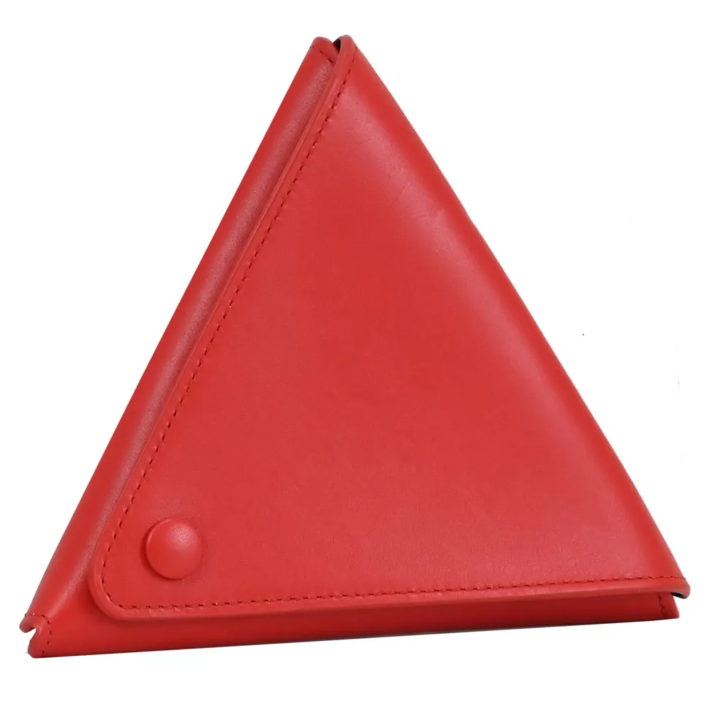 【BOTTEGA VENETA 寶緹嘉】簡約素雅小牛皮三角型卡片手拿包零錢包(紅)