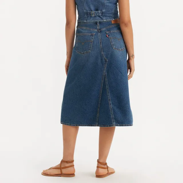 【LEVIS 官方旗艦】女款 丹寧牛仔拼接長裙 人氣新品 A9316-0002