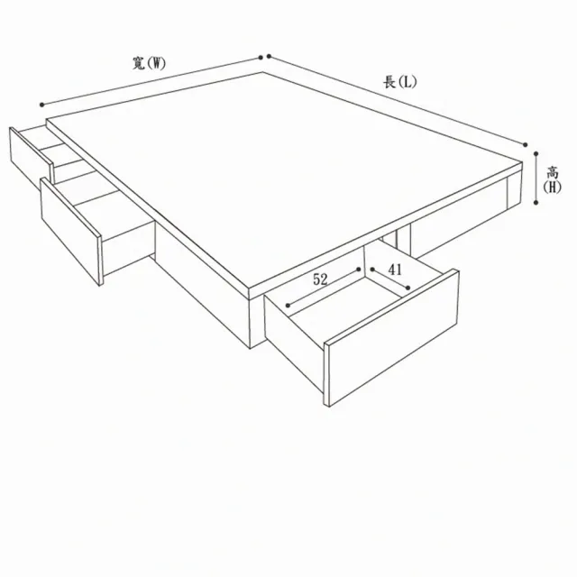 【藤原傢俬】第二代新6抽屜雙人加大6尺木芯板床架床底(不含床墊/床頭)