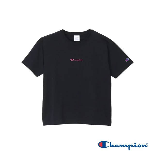 Champion 官方直營-純棉LOGO印花寬版短袖TEE-女(黑色)