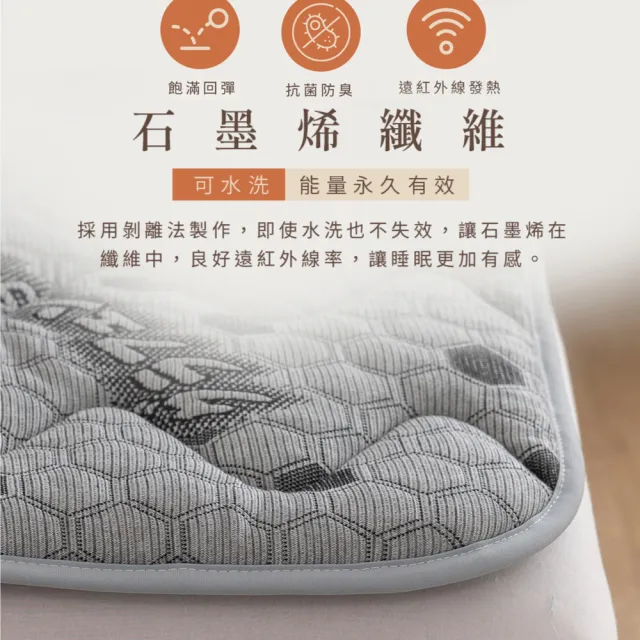 【Jindachi 金大器】單人加大3.5尺-天絲石墨烯保暖墊(3M吸濕排汗 遠紅外線 台灣製造)