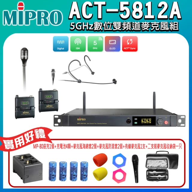 MIPRO ACT-5812A 配1頭戴式+1領夾式(5 G