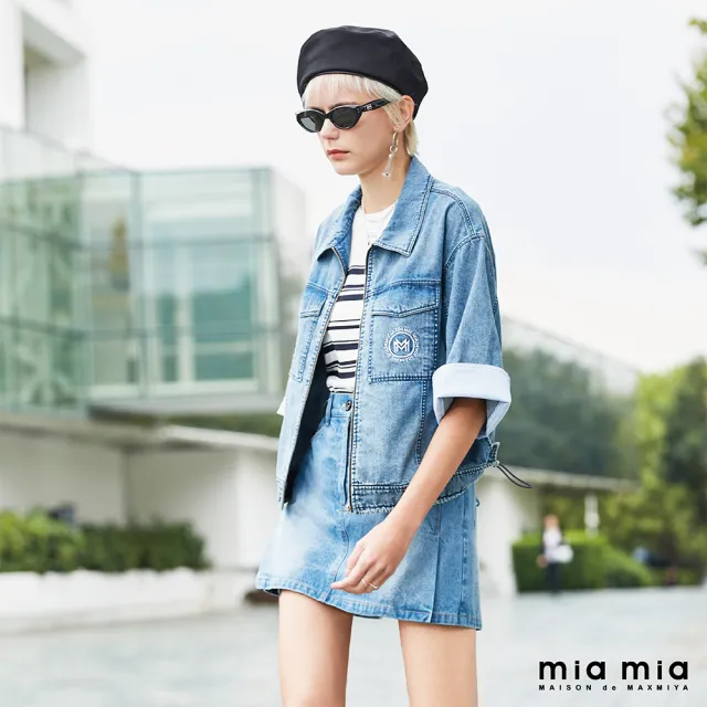 【mia mia】刷白水洗牛仔短褲裙