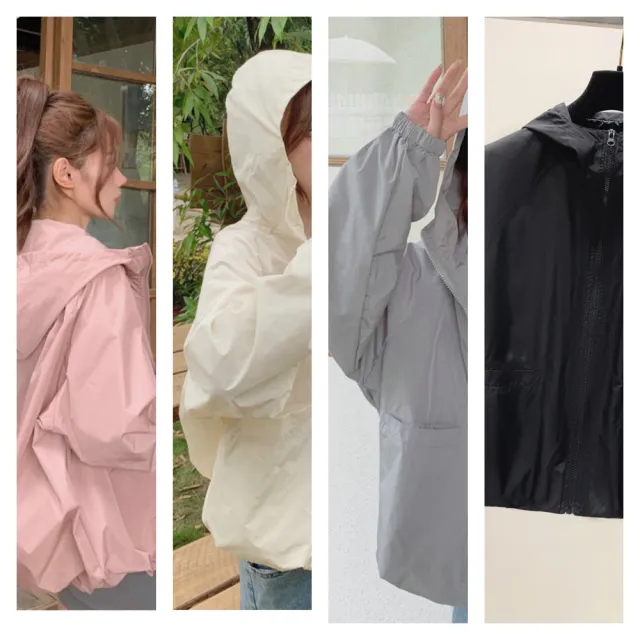 【ASister 小姊姊】AS0315#防曬防風外套☆連帽防風防潑水純色拉鍊防曬外套(4色 M-2XL)