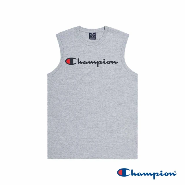 Champion 官方直營-草寫LOGO印花無袖上衣-男(灰色)