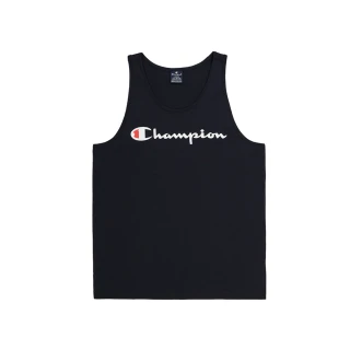 【Champion】官方直營-草寫LOGO印花坦克背心-男(黑色)