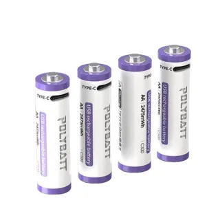 【POLYBATT】3號AA USB充電式電池 2475mWh 充電鋰電池-附一對四充電線(C520)