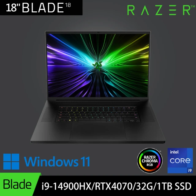 Razer 雷蛇 18吋i9 RTX4070黑神話悟空適用電競筆電(RZ09-0509STK3-R3T1/i9-14900HX/RTX4070/32G/1T/W11)