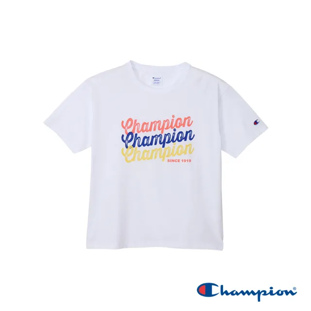 【Champion】官方直營-純棉LOGO印花寬版短袖TEE-女(白色)（其他規格）