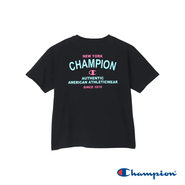 【Champion】官方直營-純棉LOGO印花寬版短袖TEE-女(黑色)