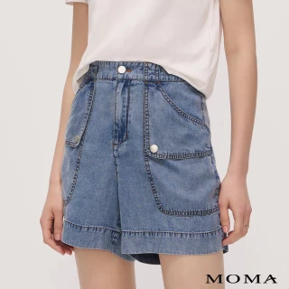 【MOMA】天絲牛仔工裝短褲(淺藍色)