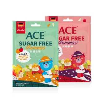 即期品【ACE】SUGAR FREE Q軟糖60g(蘋果橘子/櫻桃檸檬｜賞味期2024.08.01｜買一送一)