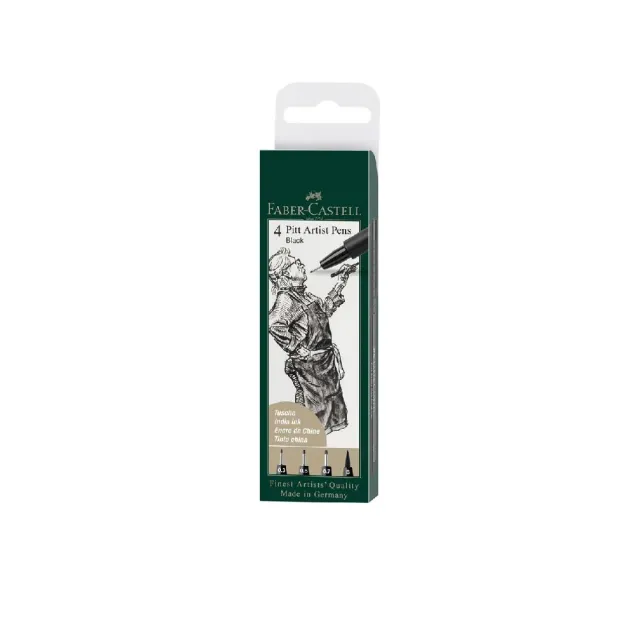 【Faber-Castell】藝術家級PITT藝術筆S.F.M.B 4入-黑色(原廠正貨)