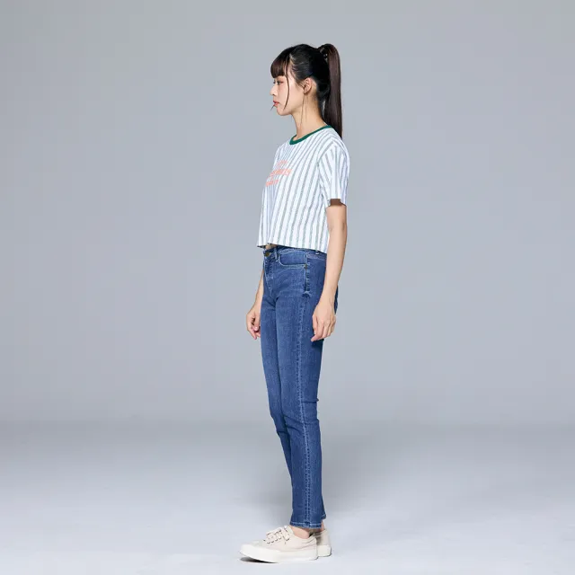 【Lee】出清品-女裝 牛仔褲 / 409 中腰合身小直筒 中藍洗水(LL220129251)