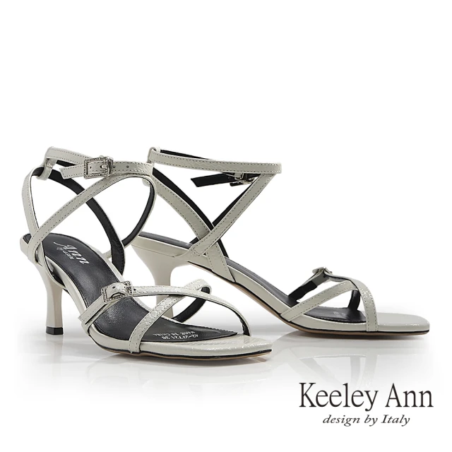 Keeley Ann 條帶羅馬感高跟涼鞋(米白色422772132-Ann系列)