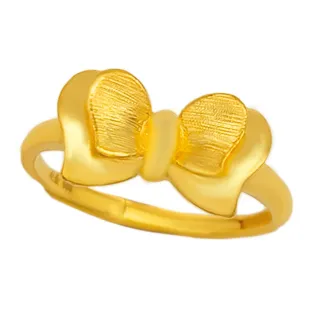 【金瑞利】買1送1 9999純金 蝴蝶結黃金戒指 可調式戒圍(1.07錢±3厘)