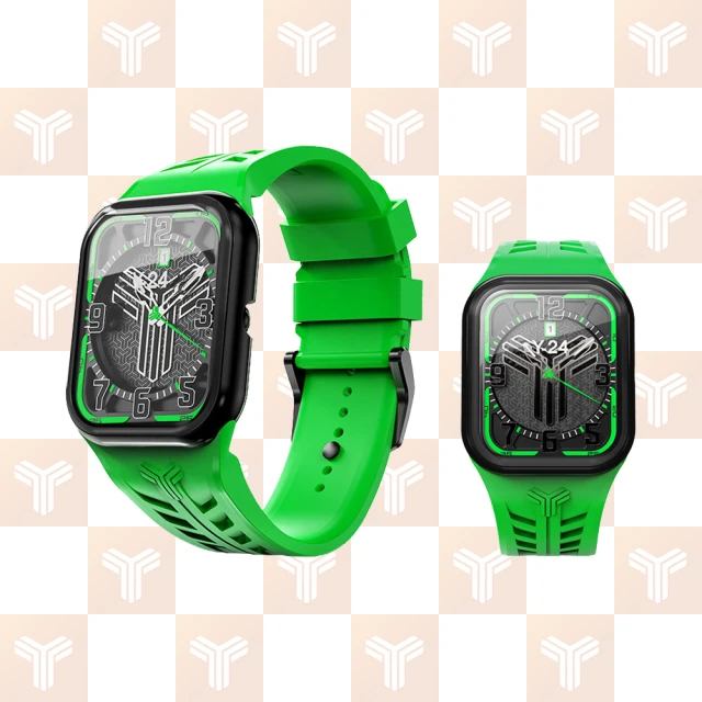 Y24 Quartz Watch 45mm 石英錶芯手錶 QW-45 黑錶框/綠錶帶 無錶殼(適用Apple Watch 45mm)