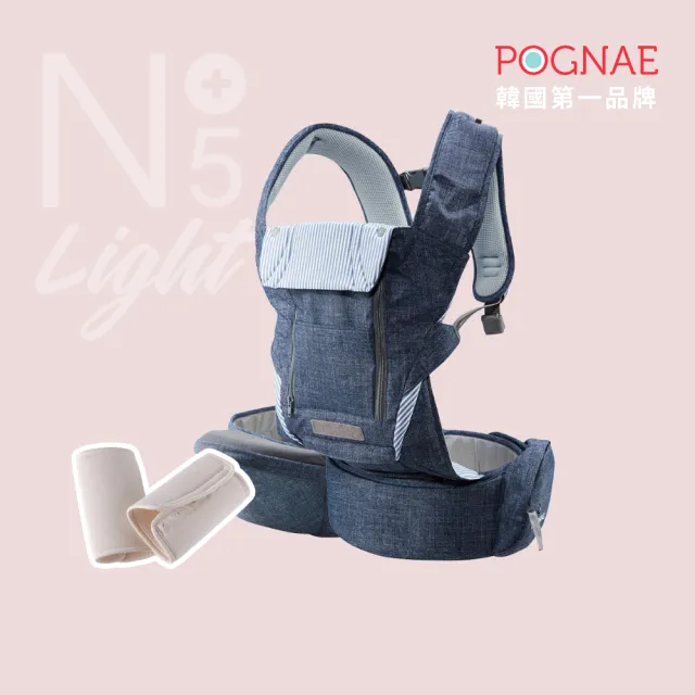 【POGNAE】口慾期必備豪華組(NO5 Plus Light三合一揹巾+竹纖維口水巾 背巾 揹帶 嬰兒背巾 椅凳揹巾 新生兒)