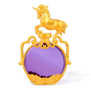 【GJS 金敬順】買一送金珠黃金墜子紫水晶獨角獸香水瓶(金重:1.42錢/+-0.03錢)