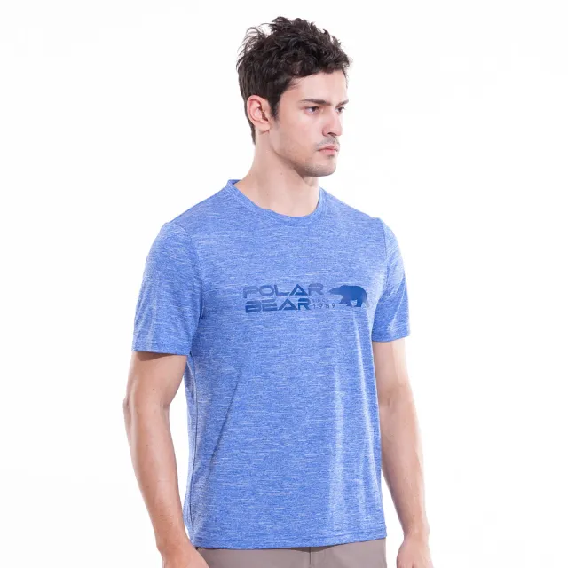 【POLAR BEAR 北極熊】男吸濕排汗輕量雲彩印花T恤-藍麻色(24T07)