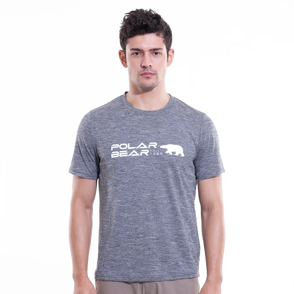 【POLAR BEAR 北極熊】男吸濕排汗輕量雲彩印花T恤-灰麻色(24T07)
