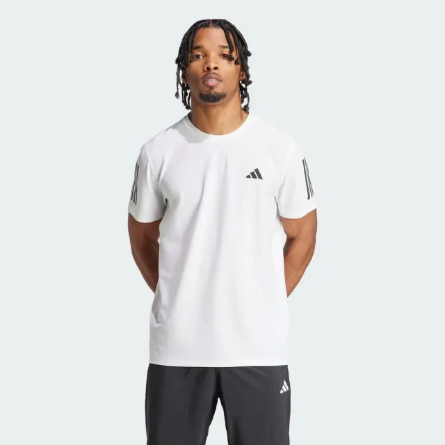 【adidas 愛迪達】OTR B Tee 男 短袖 上衣 運動 慢跑 路跑 反光 訓練 吸濕排汗 透氣 黑白(IK7436)