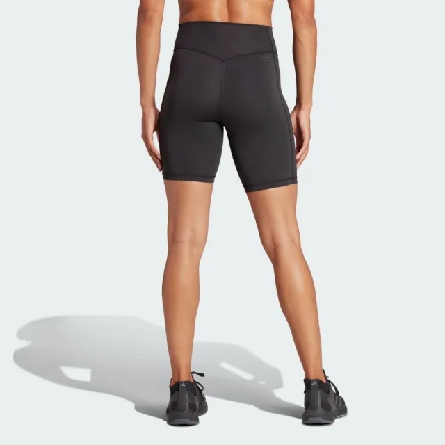【adidas 愛迪達】OPT ST 7INCH L 女 緊身短褲 運動 訓練 健身 高腰 支撐 吸濕排汗 黑(IQ2686)