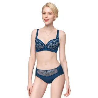 【Swear 思薇爾】花荷系列A-F罩蕾絲包覆女內衣(雋永藍)_出清品