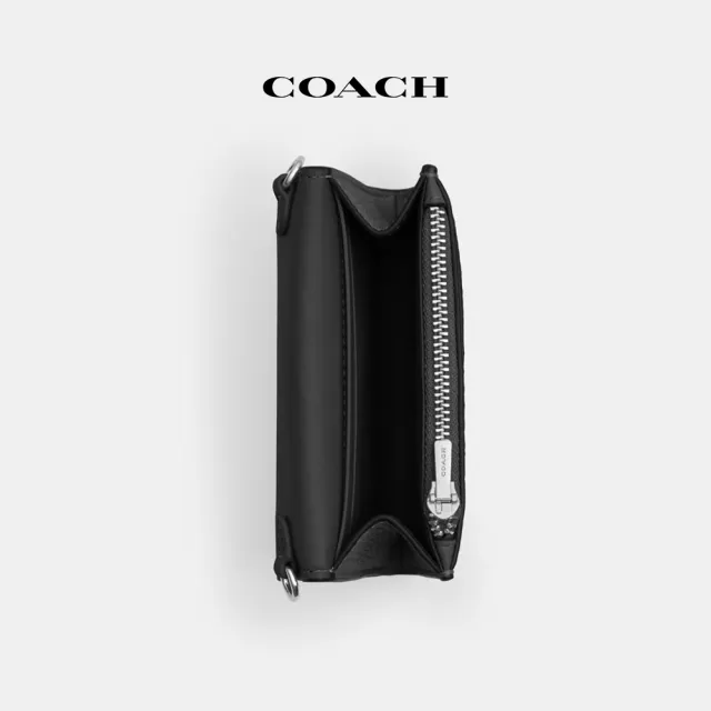 【COACH蔻馳官方直營】迷你信封型肩帶皮夾-SV/黑色(CU170)