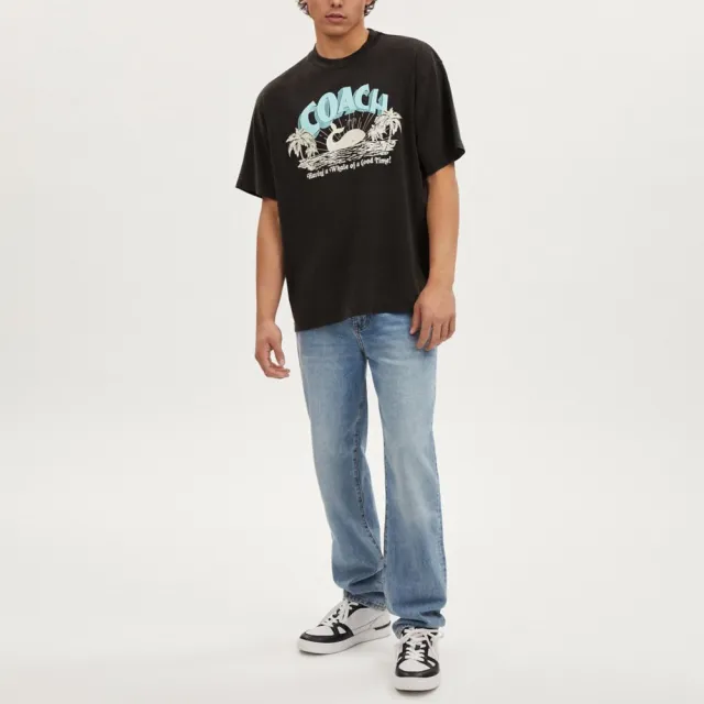 【COACH蔻馳官方直營】鯨魚印花T恤-水洗黑色(CT010)