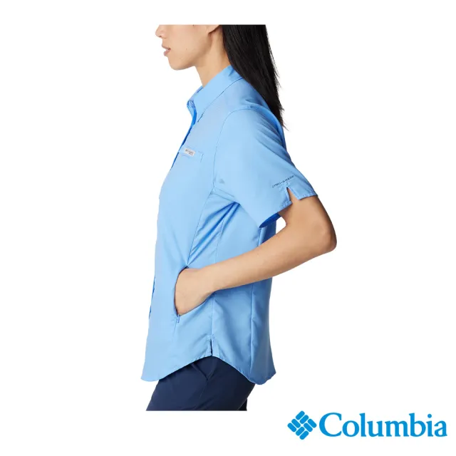 【Columbia 哥倫比亞】女款-Omni-Shade UPF40快排短袖襯衫-藍色(UFL72770BL/IS)