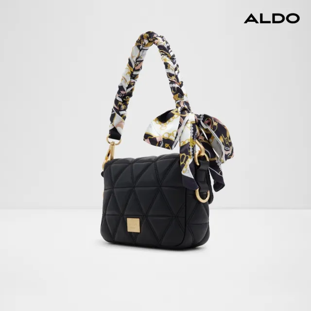 【ALDO】GRACIA-簡約氣質絲巾扭結肩背包-女包(黑色)