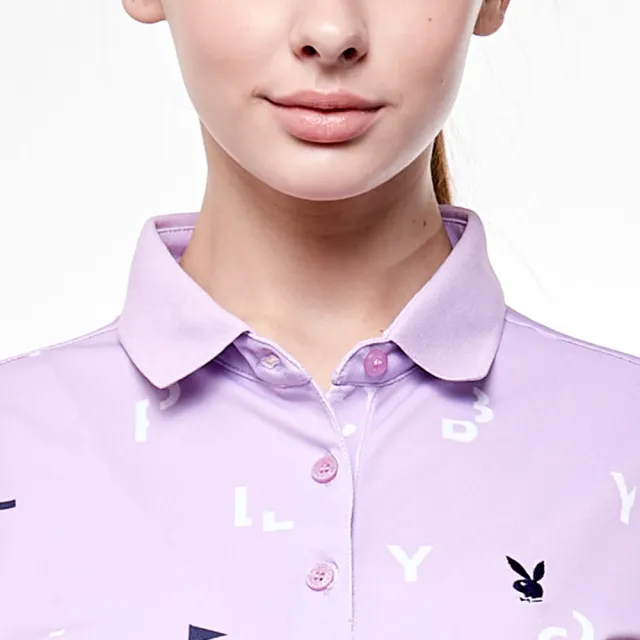 【PLAYBOY GOLF】女款字母吸濕排汗抗UV高爾夫短袖POLO衫-淺紫(吸濕排汗/抗UV/高爾夫球衫/KA24119-63)