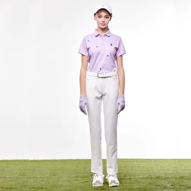 【PLAYBOY GOLF】女款字母吸濕排汗抗UV高爾夫短袖POLO衫-淺紫(吸濕排汗/抗UV/高爾夫球衫/KA24119-63)