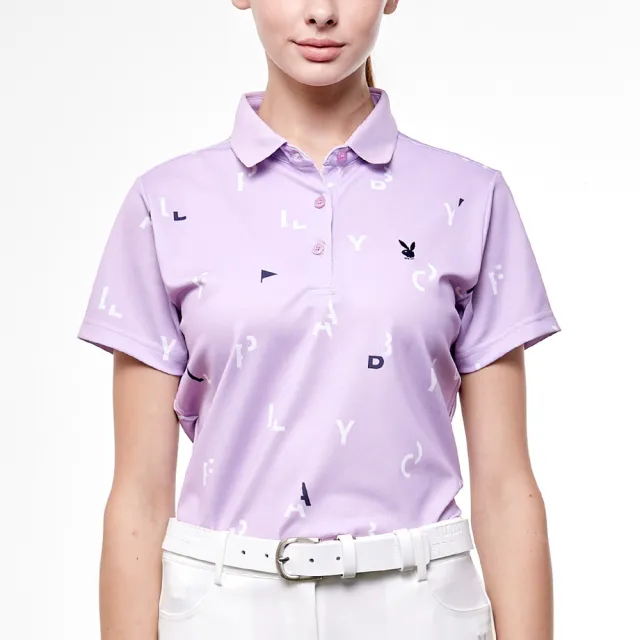 【PLAYBOY GOLF】女款字母吸濕排汗抗UV高爾夫短袖POLO衫-淺紫(吸濕排汗/抗UV/高爾夫球衫/KA24119-63)