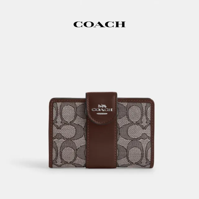 【COACH蔻馳官方直營】經典Logo中號角拉鍊腕包-SV/橡木色/楓棕色(CU987)