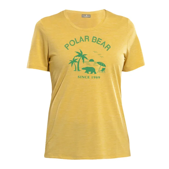 【POLAR BEAR 北極熊】女Polygiene抑菌除臭印花T恤-芥黃(24T12)