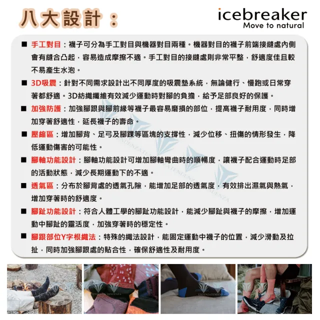 【Icebreaker】女 短筒薄毛圈多功能運動襪- IB105127(義大利製造/羊毛襪/運動襪/美麗諾)