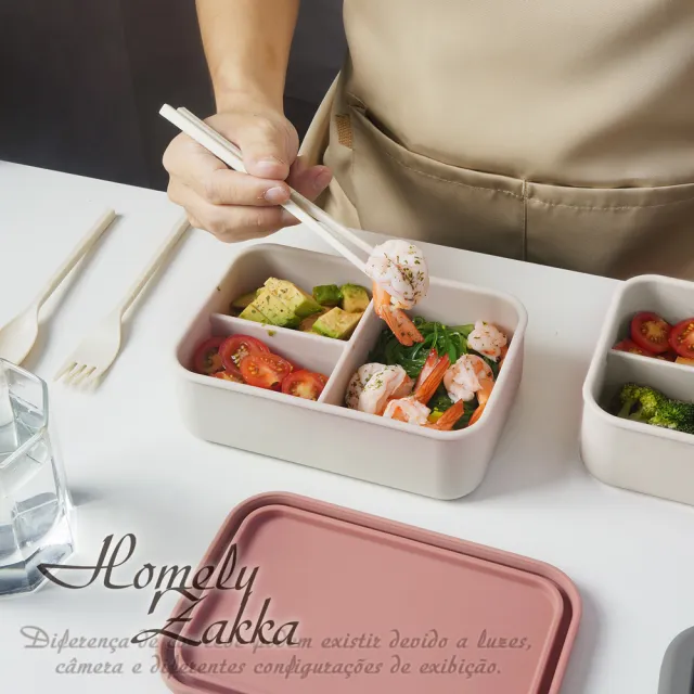 【Homely Zakka】北歐風高顏值撞色長方型享瘦減脂211餐盒/分隔便當盒_2色一組_北歐粉+北歐灰(微波爐加熱)