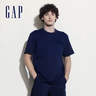 【GAP】男裝 圓領針織短袖T恤-海軍藍(464123)