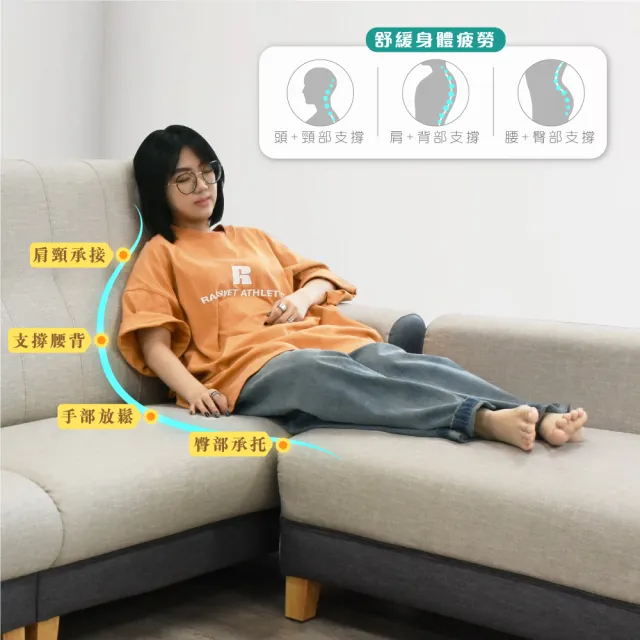 【IHouse】好便宜 台灣製高背S曲線護腰 迴彈貓抓皮沙發  4人+扶手腳椅/L型