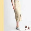 【Just Wear 佳葳】質感開衩棉質中長裙 2色(女下身/女下著/裙子/腰頭彈性/抽繩/口袋/素色/套裝)