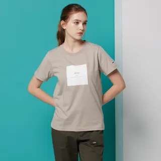【JEEP】女裝 跳色簍空文字印花短袖T恤(灰)