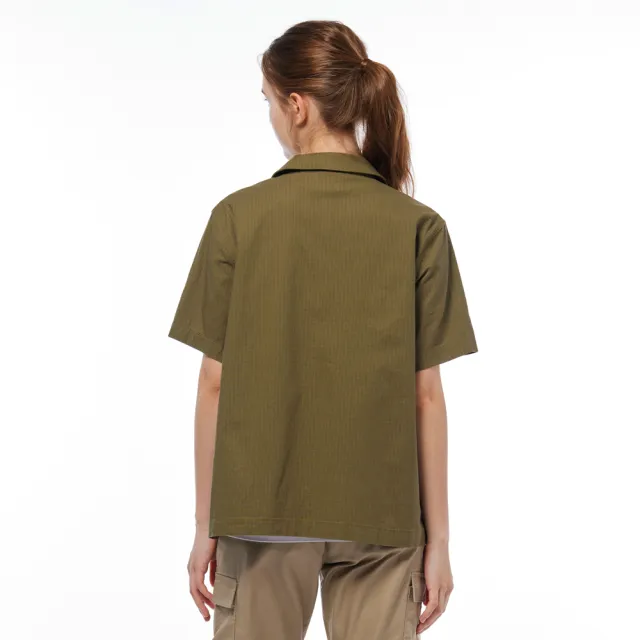 【JEEP】女裝 抗撕裂多口袋工裝短袖襯衫(綠)