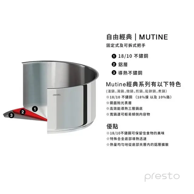 CRISTEL】自由經典三層不鏽鋼燉鍋18cm(C18Q) - momo購物網- 好評推薦 